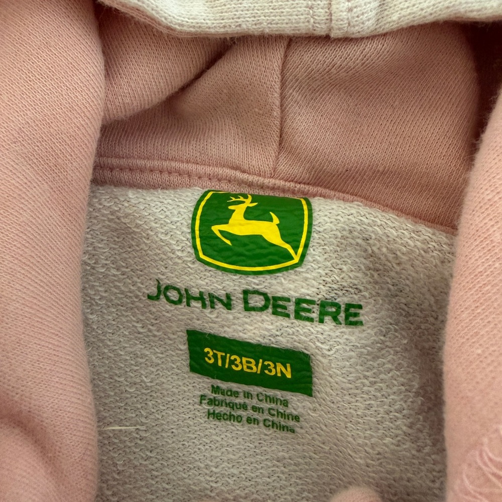 John Deere Pink & Dusty Pink Horse Print Hooded Zip Sweatshirt - Picture 3 of 3
